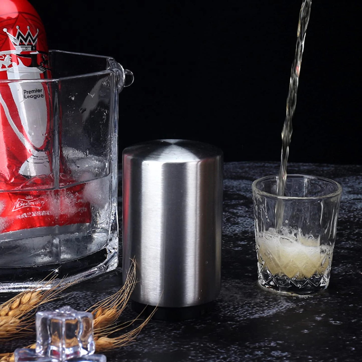 2 PCS Premium Beer Bottle Opener, Stainless Steel Automatic Push down No Damage Quick to Open Small Portable Bottle Cap Openers for Home Bars Picnic Camping Hiking, Silver