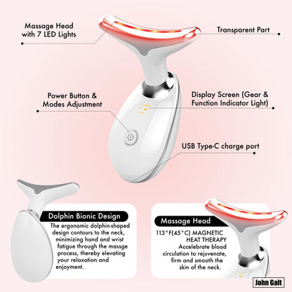 Red Light Therapy Massager for Face and Neck, 7 Color Led W/ Skin Care